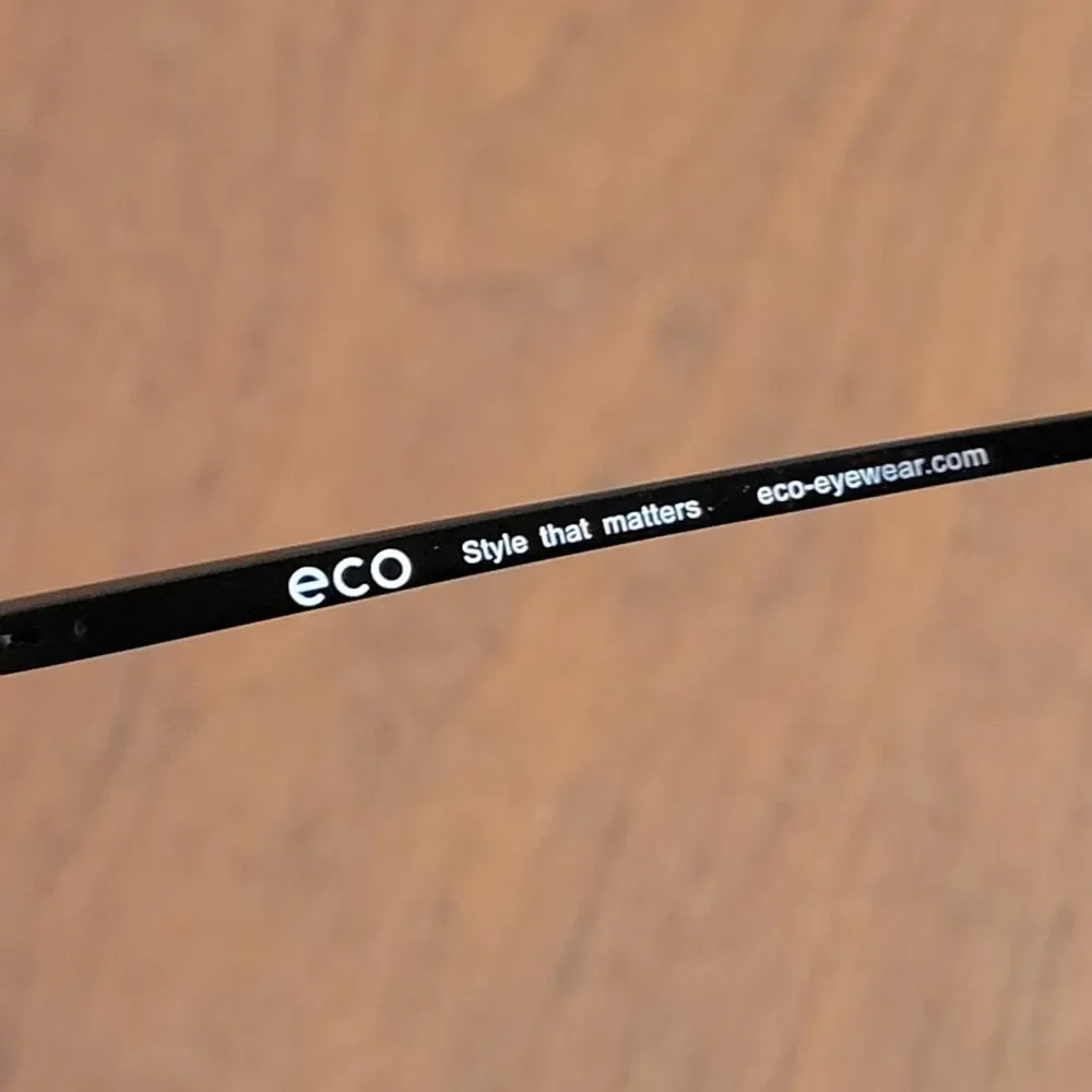 Eco Eyewear Thistle Eyeglasses Frames Black Half rim MBLK Rectangle 56x16x143